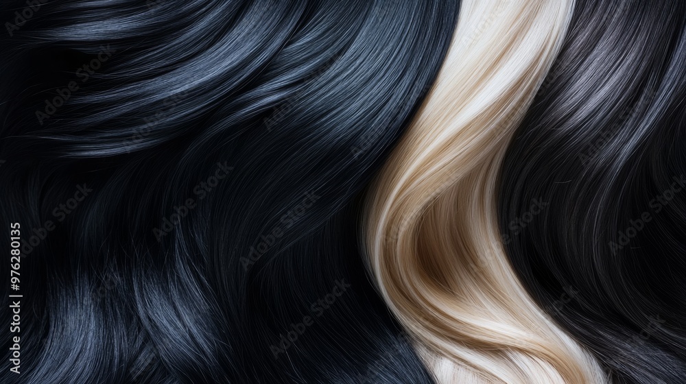 Fototapeta premium Close-up of black and blonde hair texture, abstract art concept