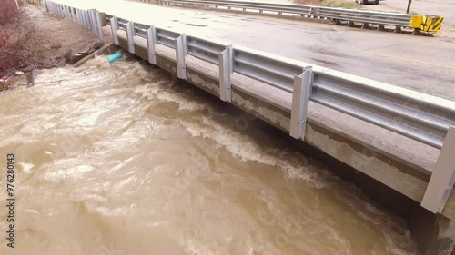 flood waters from a river and a brdige photo