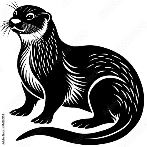 illustration of a black and white cat