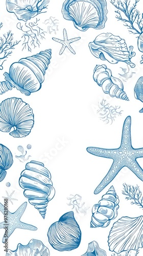 Ocean Seashells and Starfish Beach Theme photo