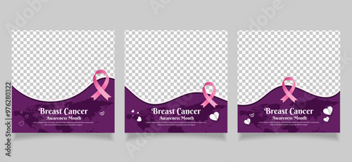 Breast cancer awareness month social media post template 