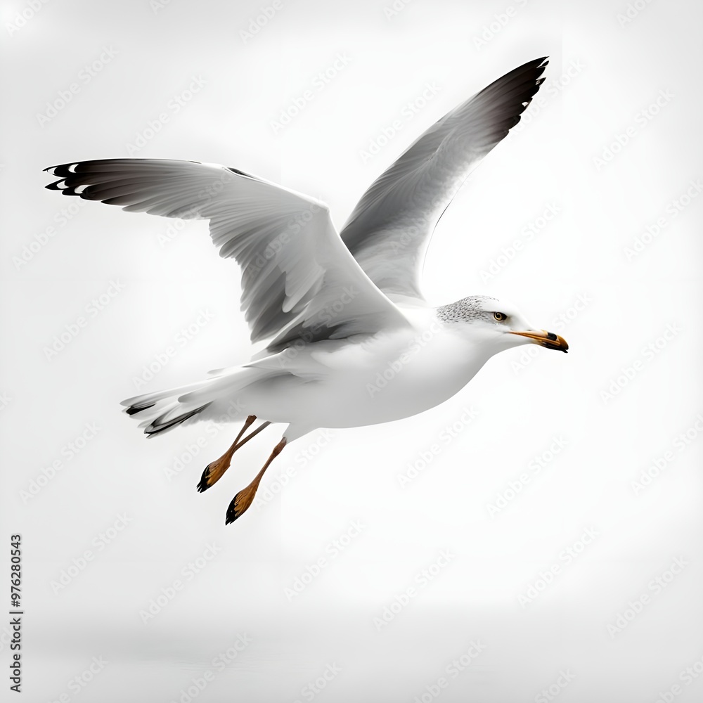 Naklejka premium seagull flying over white