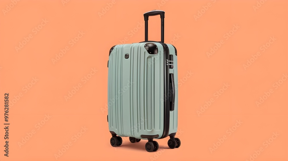 Travel Suitcase on Peach Background Travel Suitcase on Peach Background