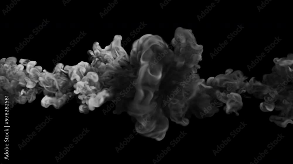 Black and white ink in water - VFX element - 60 fps, 4K Pro Res with mask pass