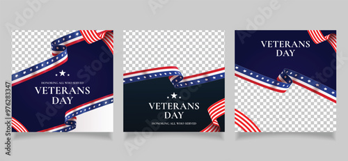 united states of america veterans day social media post design template