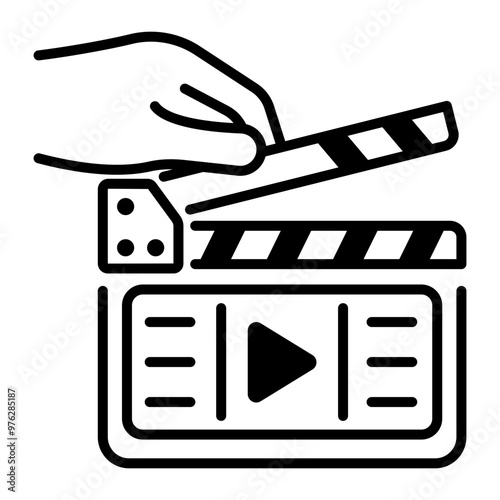 An outline style icon of clapperboard 