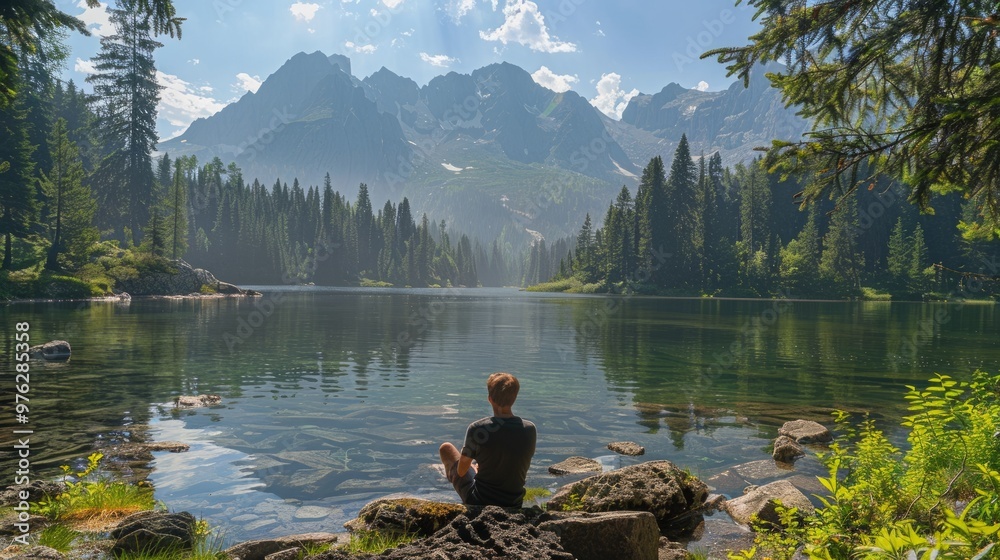 Celebrating solitude amidst nature's embrace. Celebrating solitude amidst nature's embrace.