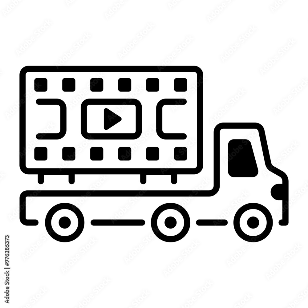 Linear style icon of movie distribution Linear style icon of movie distribution