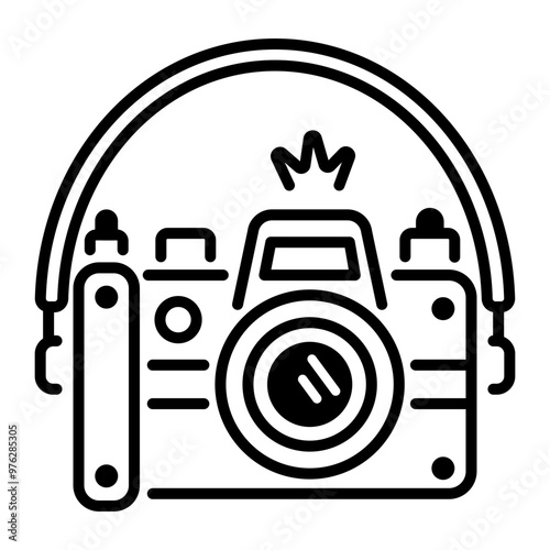 An outline icon of dslr camera 