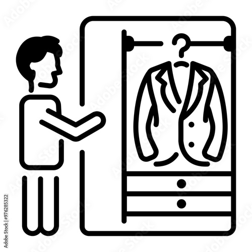 An outline icon of dressing room 