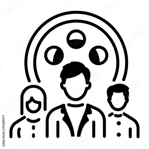 A line icon of movie cast 