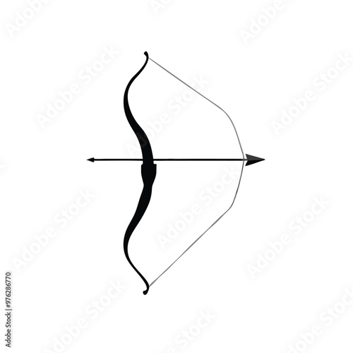 a Archery Vector, silhouette vector art illustration clipart, isolated white background 