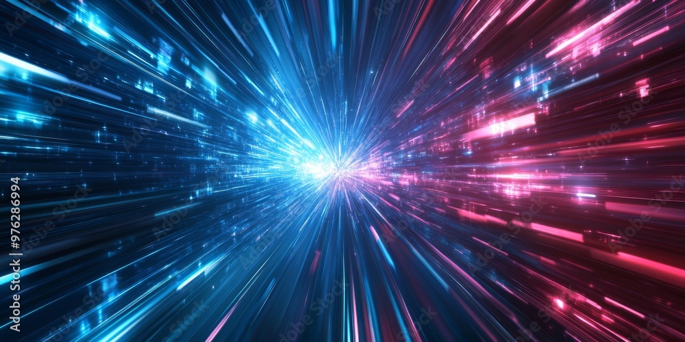 Fototapeta premium Dive into an intricate abstract digital landscape that beautifully showcases the interconnectivity of data streams and the remarkable advancements made in networks, science, and education fields