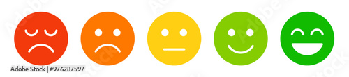 satisfaction rating expression vector. face, emote, symbol, illustration.