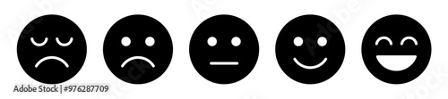 satisfaction rating expression vector. face, emote, symbol, illustration.