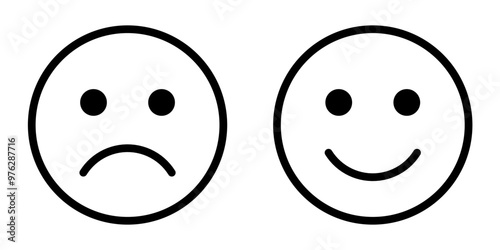satisfaction rating expression vector. face, emote, symbol, illustration.