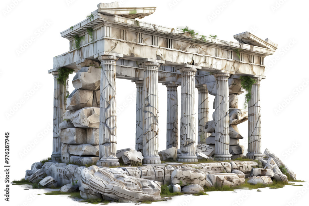 Naklejka premium Greek Temple, cut out. Ancient temple, transparent.