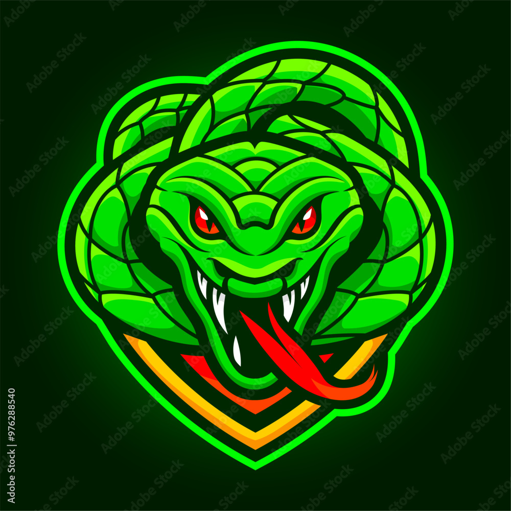 Cobra game logo. Snake gaming sport team mascot cartoon emblem, wild reptile head badge venom snakes wildlife predator face professional club label, ingenious vector illustration Cobra game logo. Snake gaming sport team mascot cartoon emblem, wild reptile head badge venom snakes wildlife predator face professional club label, ingenious vector illustration