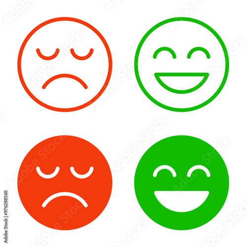satisfaction rating expression vector. face, emote, symbol, illustration.
