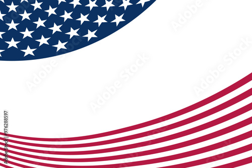 Patriotic banner with a partial image of the American flag isolated on a transparent background. Place for text. Copy space. Vector illustration