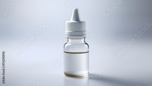 A small bottle of eye drops on a white background.
