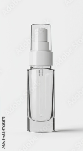 Printed 3D illustration of a blank plastic cosmetic round lotion bottle for branding. photo