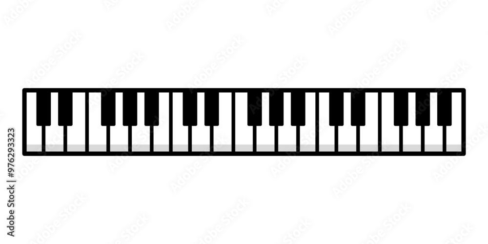 Fototapeta premium Piano keyboard. Music, instrument, classical, leisure concepts. Colored outline vector design isolated illustration.