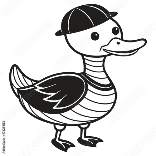 Cute cartoon duck Vector illustration isolated on a white background