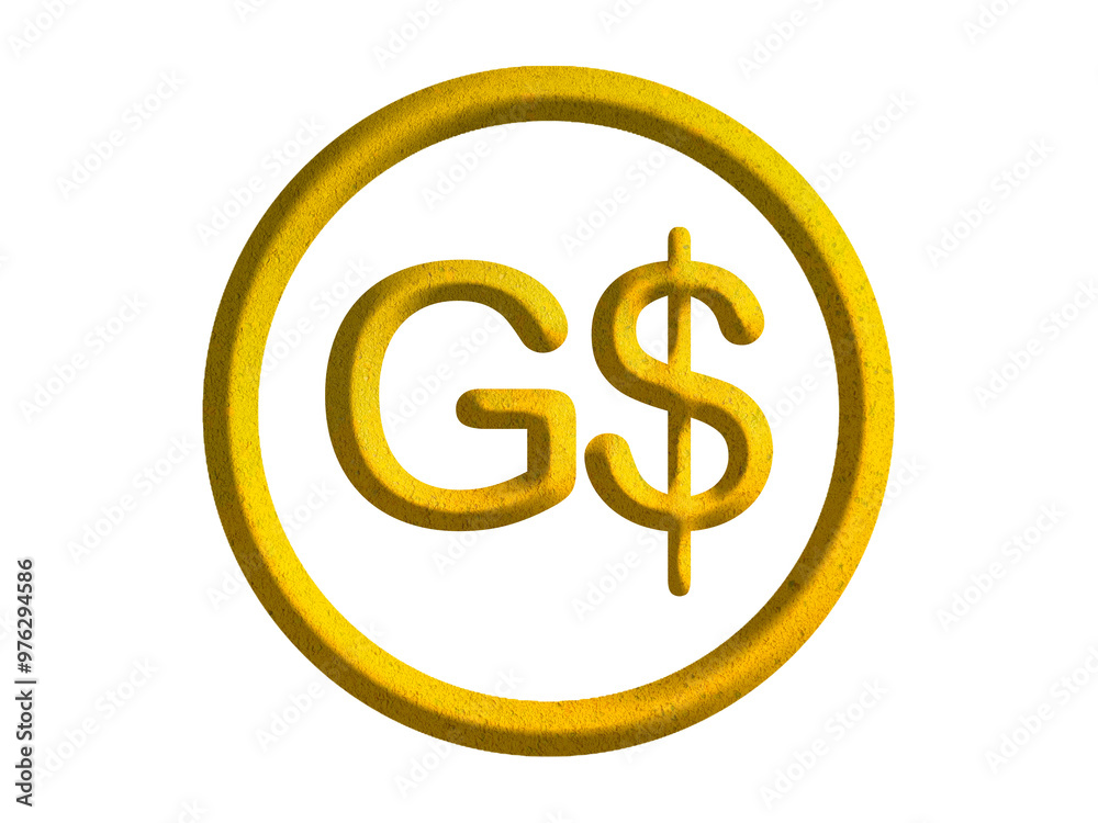 Guyanese dollar sign icon, Guyana currency symbol design with gold motive Guyanese dollar sign icon, Guyana currency symbol design with gold motive