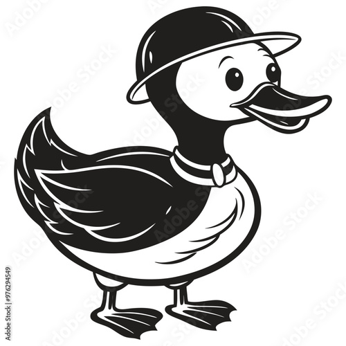Cute cartoon duck Vector illustration isolated on a white background