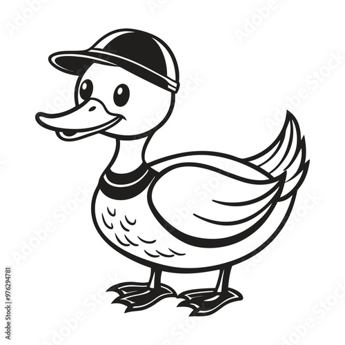 Cute cartoon duck Vector illustration isolated on a white background