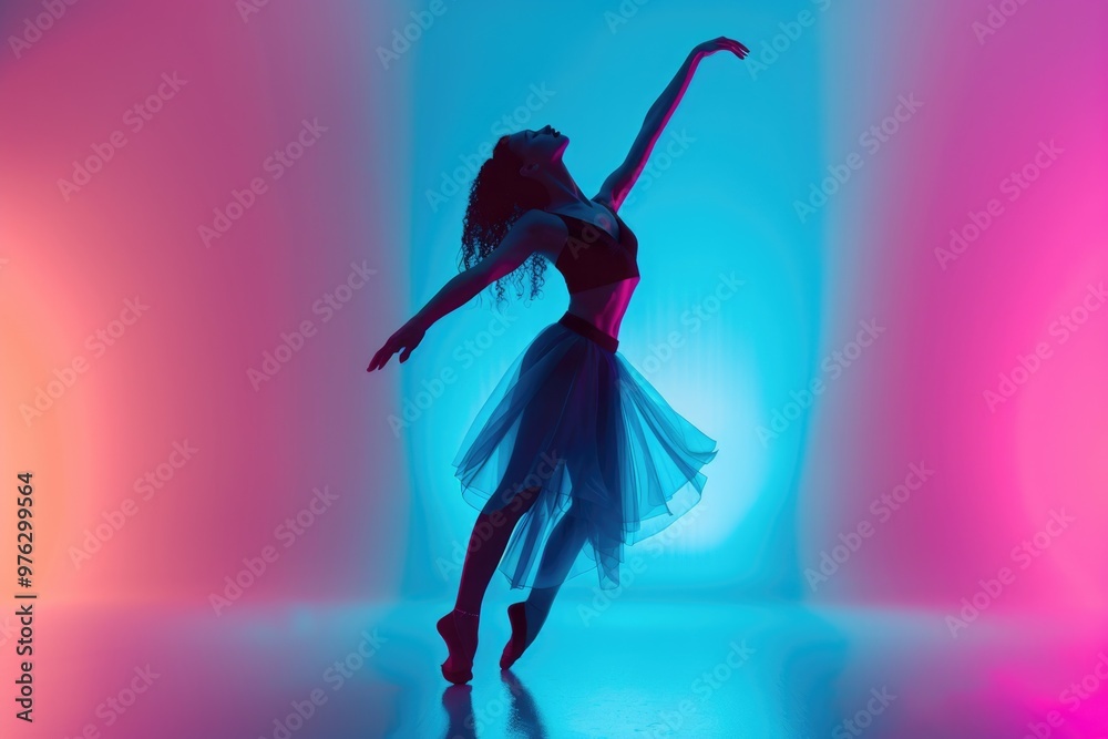 A woman in a colorful tutu dancing on a stage, perfect for performance or entertainment concepts