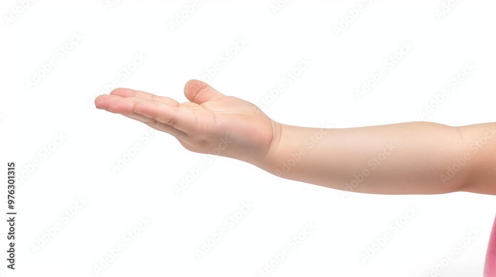 A baby's outstretched hand waits for connection or support A baby's outstretched hand waits for connection or support
