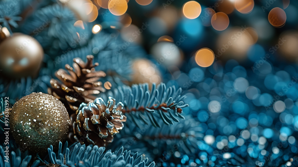 Christmas Background with Pine branch and Christmas Balls Christmas Background with Pine branch and Christmas Balls