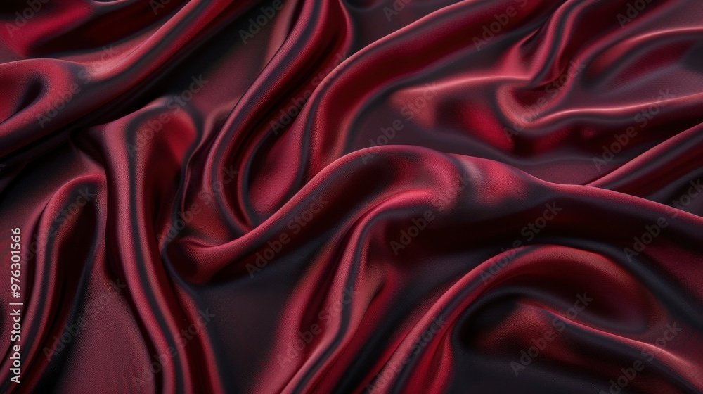 Fototapeta premium Elegant Satin Fabric in Deep Burgundy with Soft Creases and Glowing Highlights