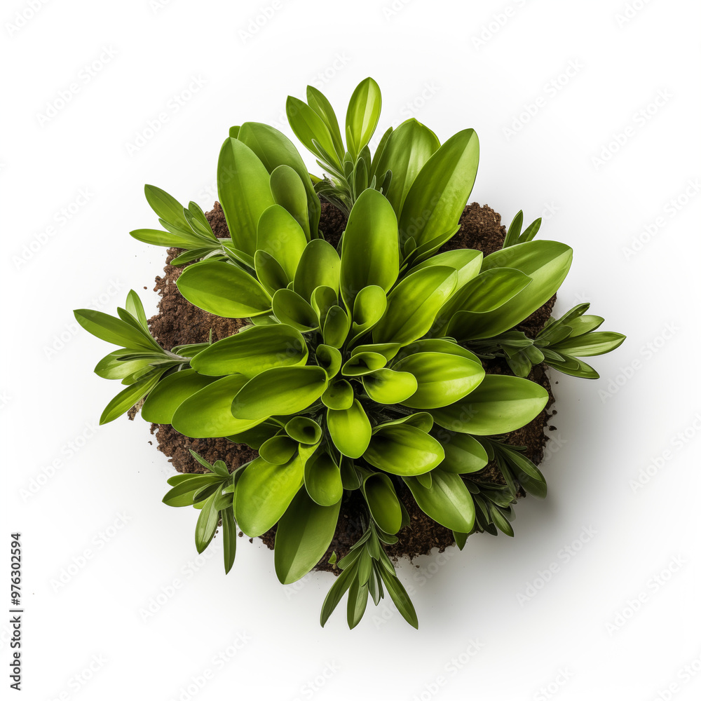 Green rounded plant, bush, top view Green rounded plant, bush, top view