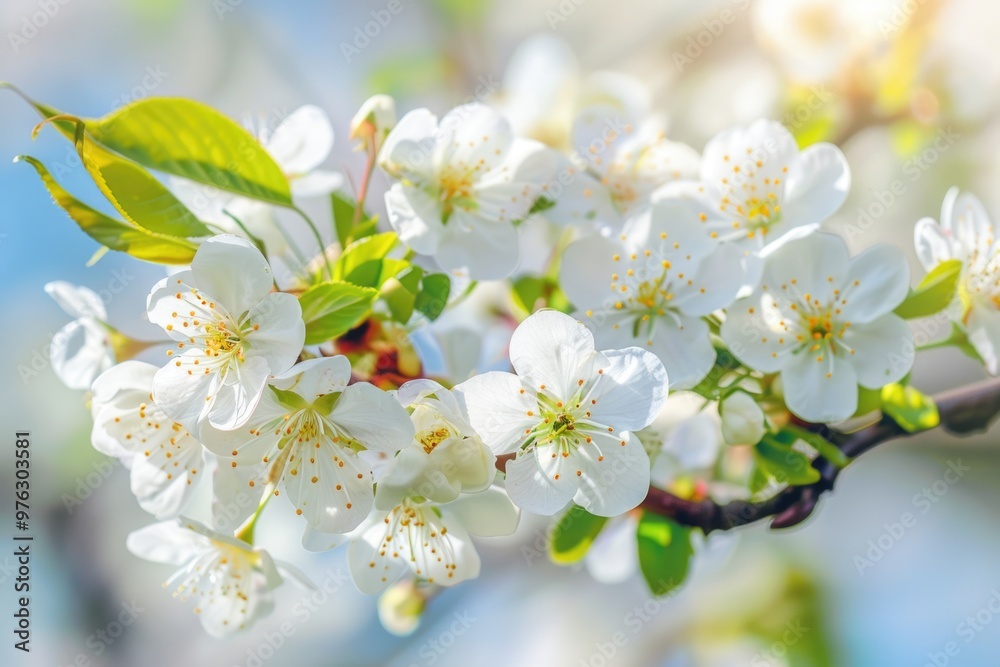 A close-up shot of a single white flower growing on a tree branch A close-up shot of a single white flower growing on a tree branch