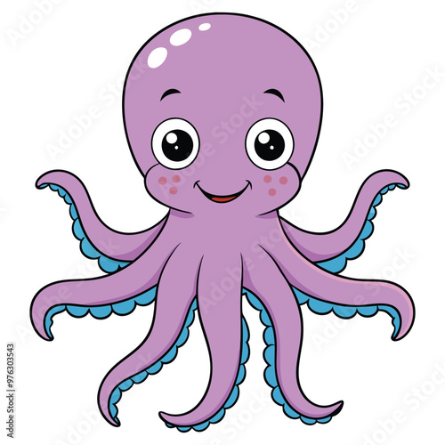 A cartoon octopus with a happy face