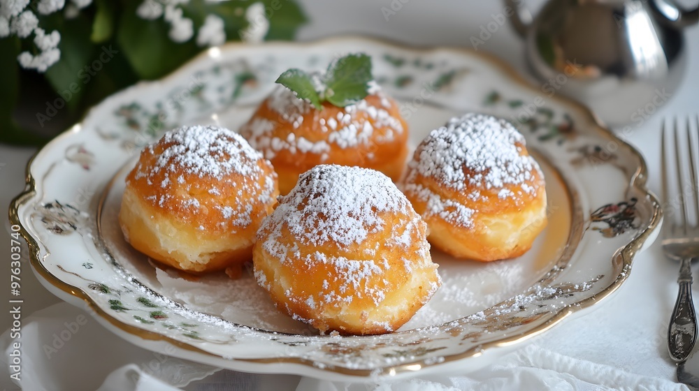 Apricot dumplings with powdered sugar Apricot dumplings with powdered sugar