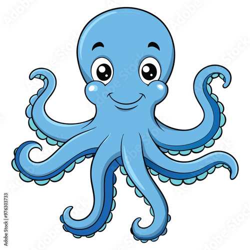 A cartoon octopus with a happy face