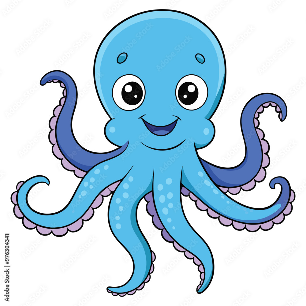 A cartoon octopus with a happy face A cartoon octopus with a happy face