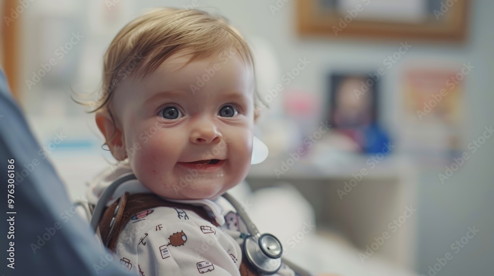 © BonzEarthsnapper - A baby being examined with a gentle stethoscope by a caring pediatrician in a cozy clinic environment © BonzEarthsnapper - A baby being examined with a gentle stethoscope by a caring pediatrician in a cozy clinic environment