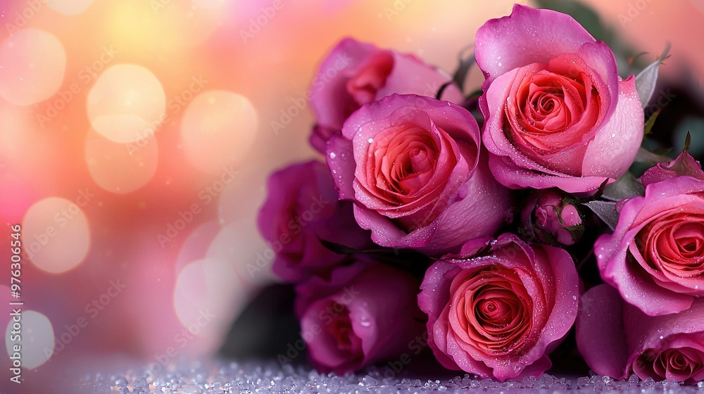 Pink roses grouped together on a pink-white backdrop with soft focus behind them Pink roses grouped together on a pink-white backdrop with soft focus behind them