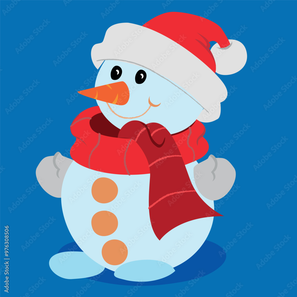 A Christmas picture in a vector. A snowman with a carrot for a nose. A Christmas picture in a vector. A snowman with a carrot for a nose.