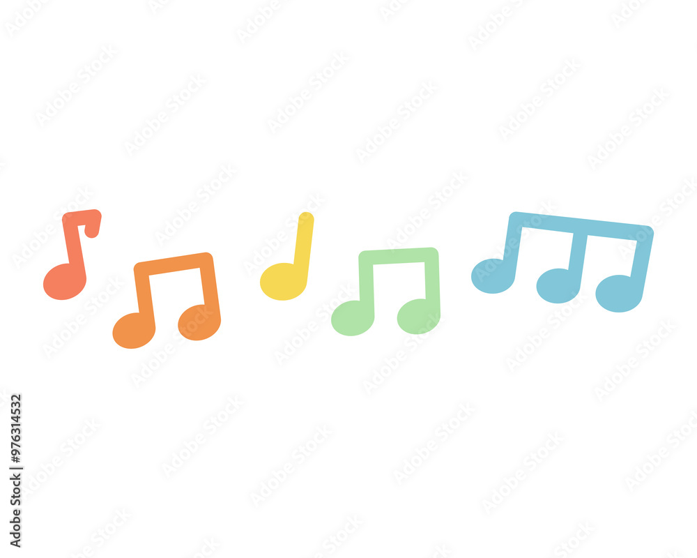 Colorful pastel musical note border frame. Education, leisure, entertainment, learning concept. Flat decorative vector design illustration isolated on background.