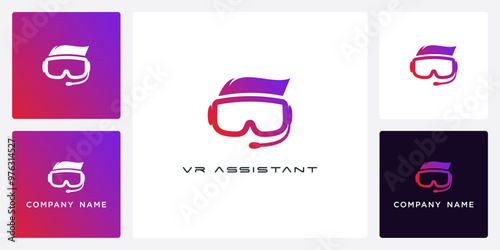 Vector of VR assistance icon and logo design template
