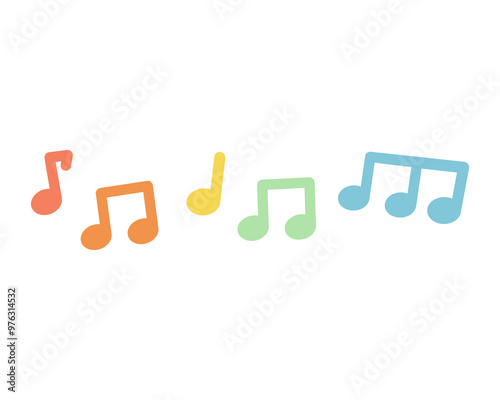Colorful pastel musical note border frame. Education, leisure, entertainment, learning concept. Flat decorative vector design illustration isolated on background.
