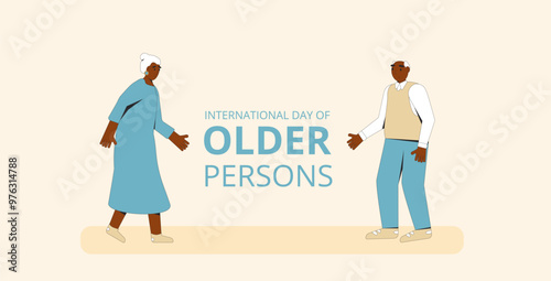 International day of older persons banner template. Grandparents day. Vector illustration with characters.
