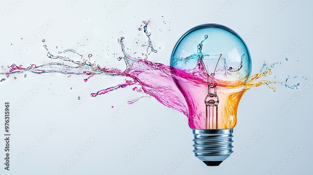 Light bulb with water splash and Light bulb with light bulb Light bulb with water splash and Light bulb with light bulb