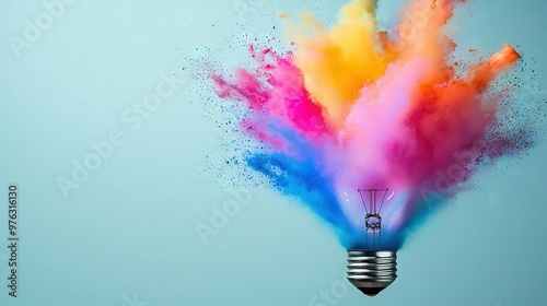  A light bulb in the shape of a light bulb, dusted in colored powder